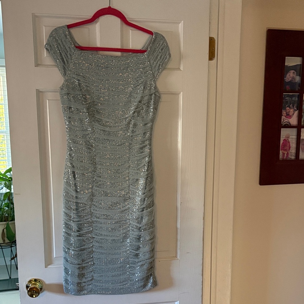 Ralph Lauren Silver Sequin Midi Dress